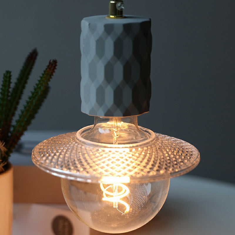 Bare Bulb Hanging Light Fixture - Minimalist Cement 1-Light Black Pendant Light for Restaurants