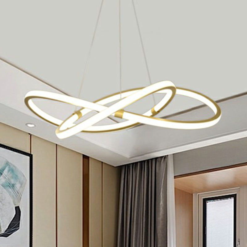 Gold LED Nordic Chandelier for Bedroom - Twined Aluminum Pendant Light