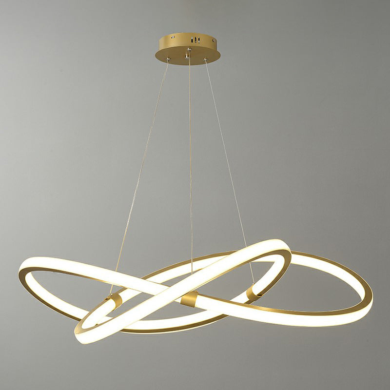 Gold LED Nordic Chandelier for Bedroom - Twined Aluminum Pendant Light