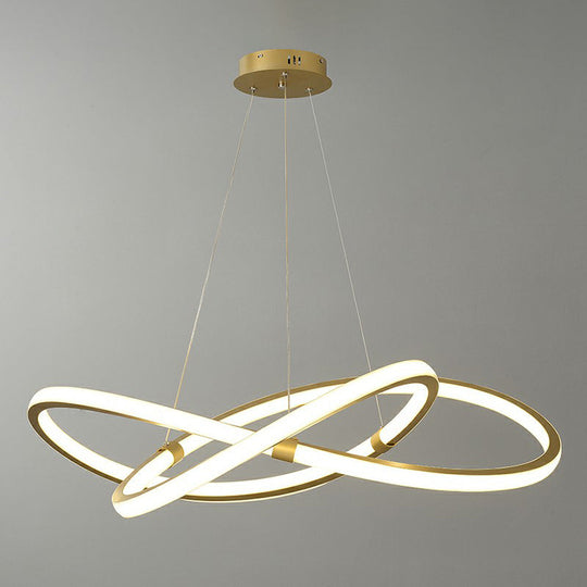 Gold LED Nordic Chandelier for Bedroom - Twined Aluminum Pendant Light