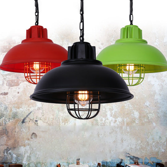 Metal Pendant Light with Cage Guard for Commercial Settings