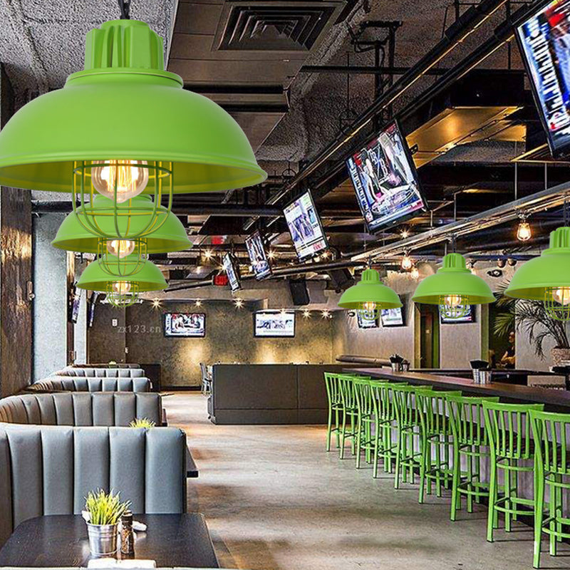 Metal Pendant Light with Cage Guard for Commercial Settings