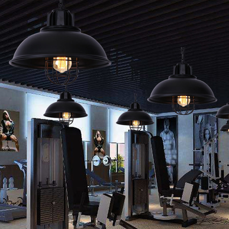 Metal Pendant Light with Cage Guard for Commercial Settings