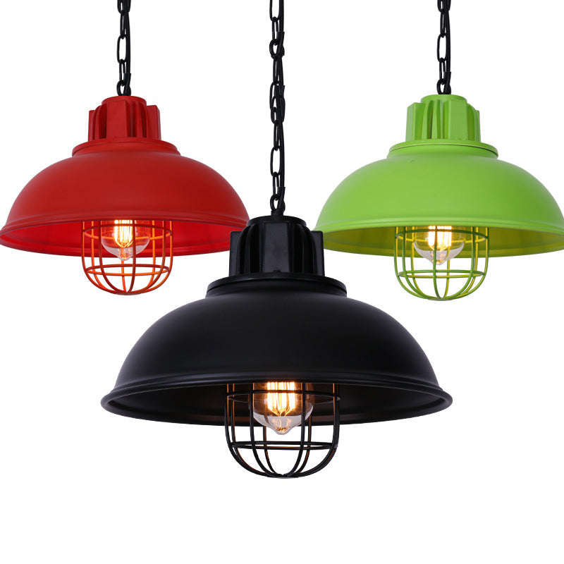 Metal Pendant Light with Cage Guard for Commercial Settings