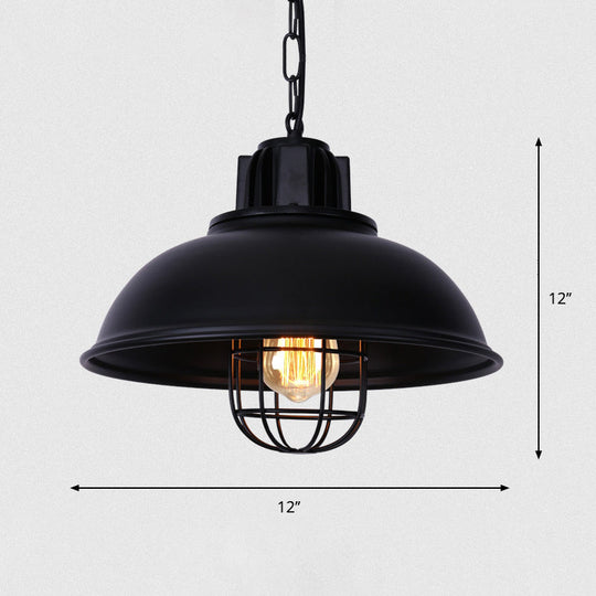 Metal Pendant Light with Cage Guard for Commercial Settings