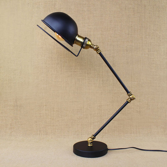 Sleek Black Metallic Dome LED Table Light - Simplicity Single-Bulb Nightstand Lighting for Bedrooms