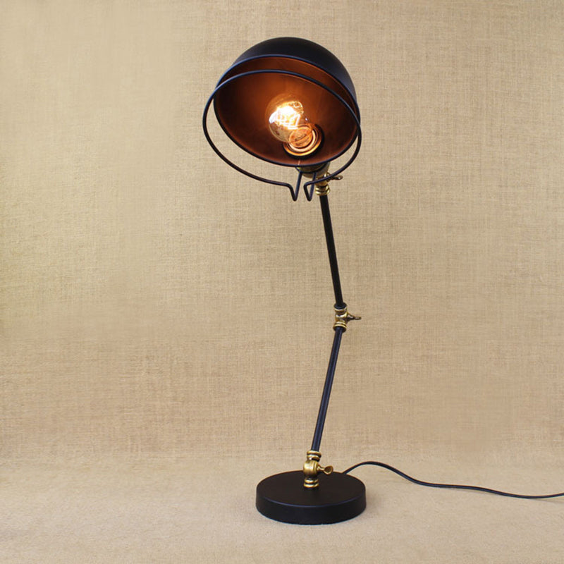 Sleek Black Metallic Dome LED Table Light - Simplicity Single-Bulb Nightstand Lighting for Bedrooms