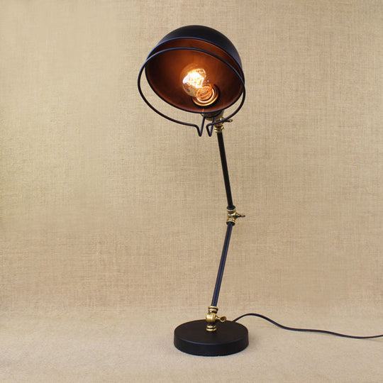 Sleek Black Metallic Dome LED Table Light - Simplicity Single-Bulb Nightstand Lighting for Bedrooms