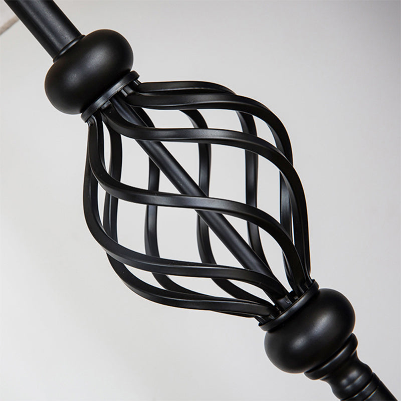 Retro Empire Shade Floor Lamp - Single-Bulb Fabric Standing Light in Black - Foot Switch Included