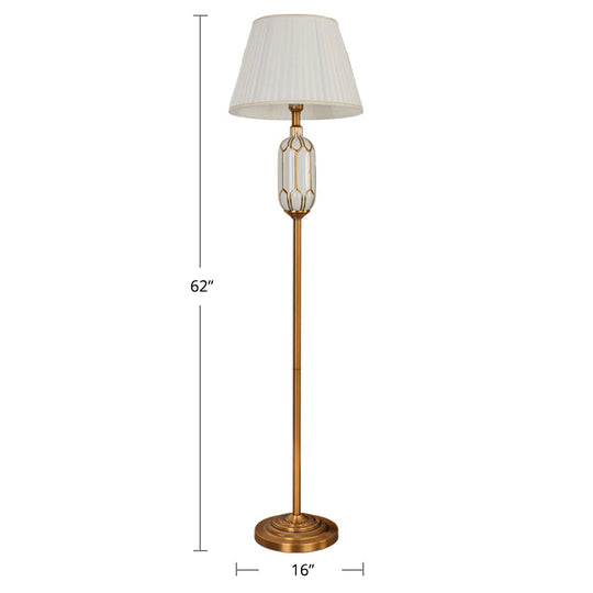 Modern Single Floor Lamp with Empire Shade and Pleated Fabric - Perfect for Living Room