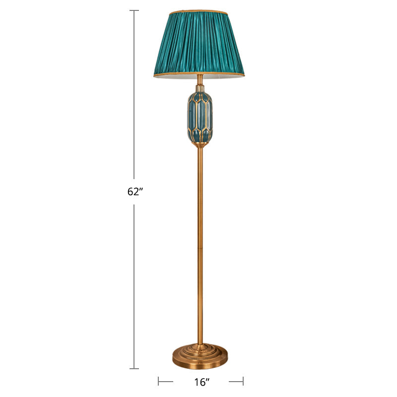 Modern Single Floor Lamp with Empire Shade and Pleated Fabric - Perfect for Living Room