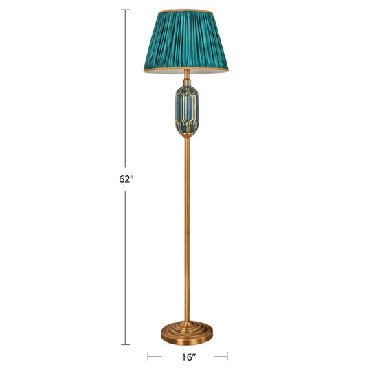Modern Single Floor Lamp with Empire Shade and Pleated Fabric - Perfect for Living Room