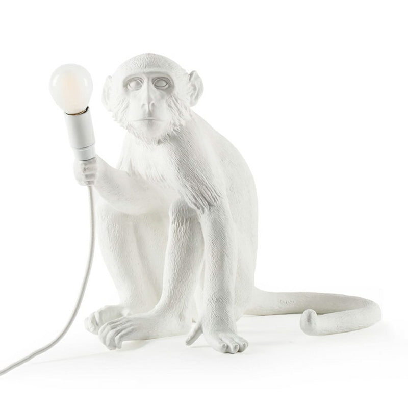 Monkey Resin Night Light Decorative Table Lamp with Naked Bulb Design