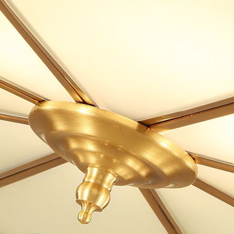 Vintage Gold Chandelier Pendant with Frosted White Glass for Flower-Themed Dining Room Ceiling Light