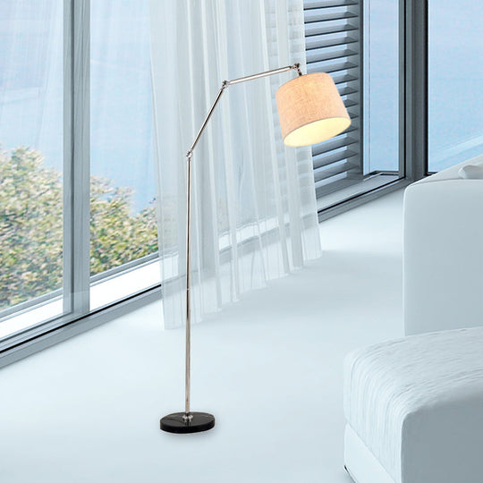 Contemporary LED Floor Lamp in Beige: Adjustable Arm, Tapered Design for Reading