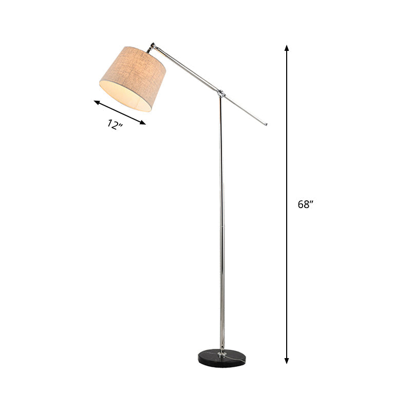 Adjustable LED Modern Cone Lamp - Beige Fabric Floor Light with Stand Up Design