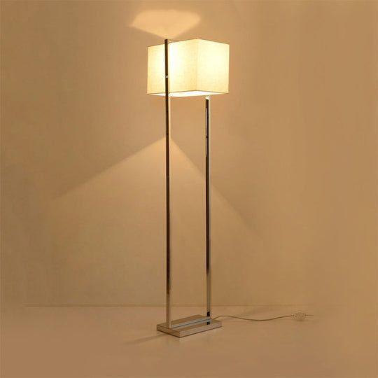 Modern Rectangular Floor Lamp in Beige with Metal Base - Perfect for Reading