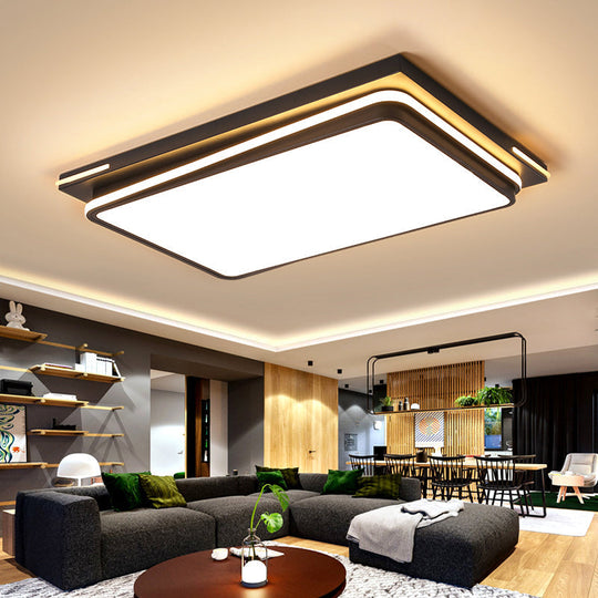 Modern Acrylic Flush Mount Ceiling Light: Quad Shaped, Black - Ideal for Living Room