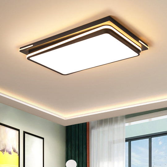Modern Acrylic Flush Mount Ceiling Light: Quad Shaped, Black - Ideal for Living Room