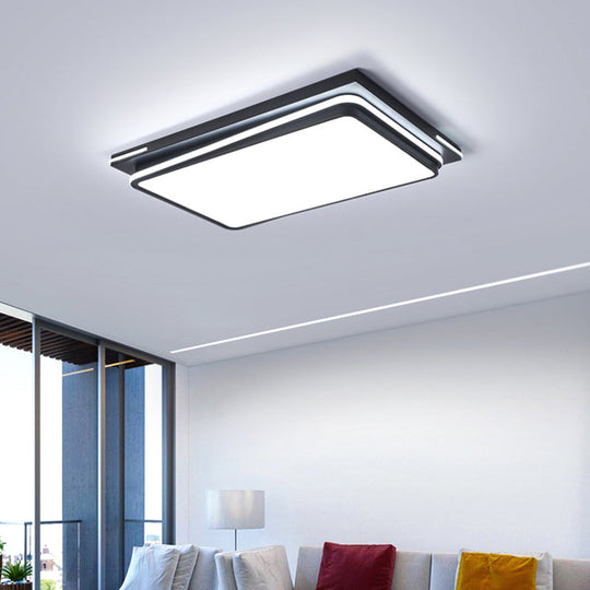 Modern Acrylic Flush Mount Ceiling Light: Quad Shaped, Black - Ideal for Living Room