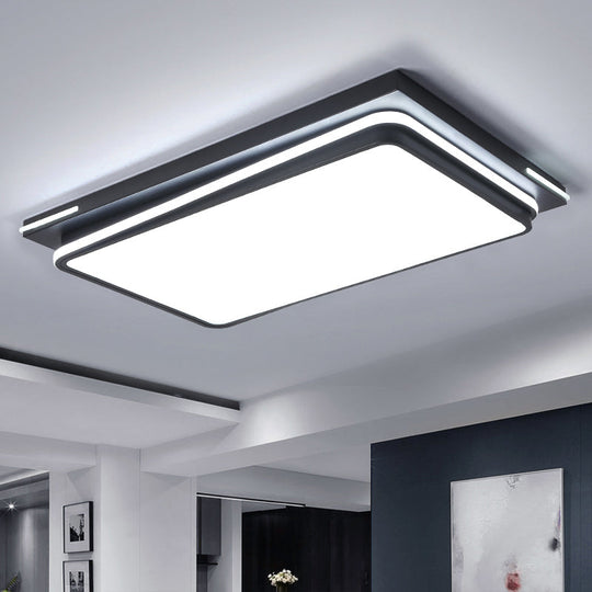 Modern Acrylic Flush Mount Ceiling Light: Quad Shaped, Black - Ideal for Living Room