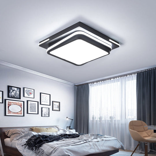 Modern Acrylic Flush Mount Ceiling Light: Quad Shaped, Black - Ideal for Living Room