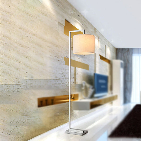 Modern Beige Cylinder Floor Lamp: LED Standing Light for Living Room