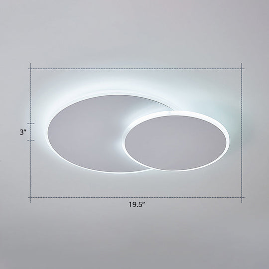 Dual Round Flushmount LED Ceiling Light - Minimalist Metal Surface Mounted for Bedroom