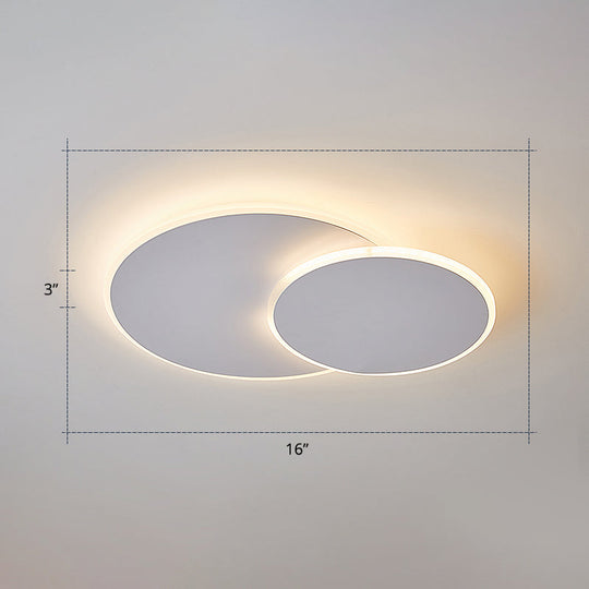 Dual Round Flushmount LED Ceiling Light - Minimalist Metal Surface Mounted for Bedroom