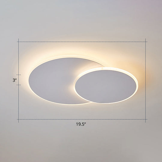 Dual Round Flushmount LED Ceiling Light - Minimalist Metal Surface Mounted for Bedroom