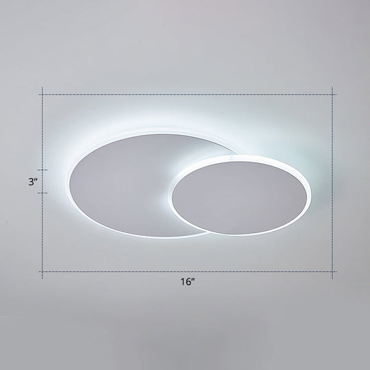 Dual Round Flushmount LED Ceiling Light - Minimalist Metal Surface Mounted for Bedroom