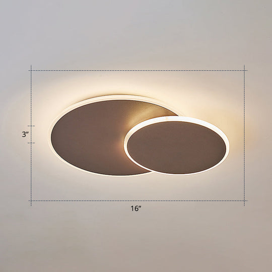 Dual Round Flushmount LED Ceiling Light - Minimalist Metal Surface Mounted for Bedroom