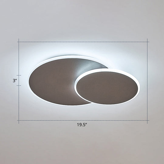 Dual Round Flushmount LED Ceiling Light - Minimalist Metal Surface Mounted for Bedroom