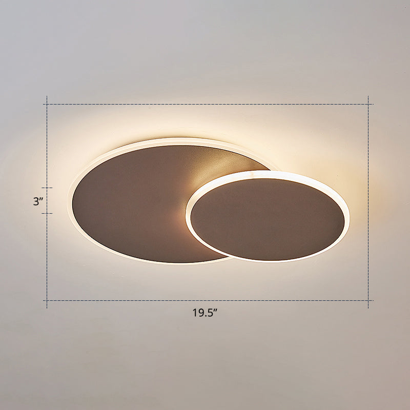 Dual Round Flushmount LED Ceiling Light - Minimalist Metal Surface Mounted for Bedroom