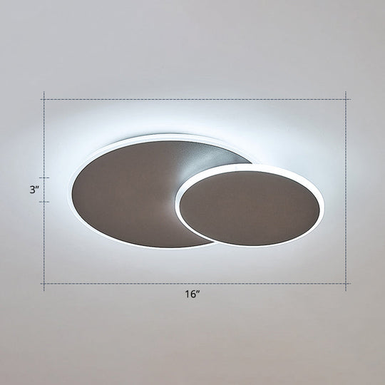 Dual Round Flushmount LED Ceiling Light - Minimalist Metal Surface Mounted for Bedroom