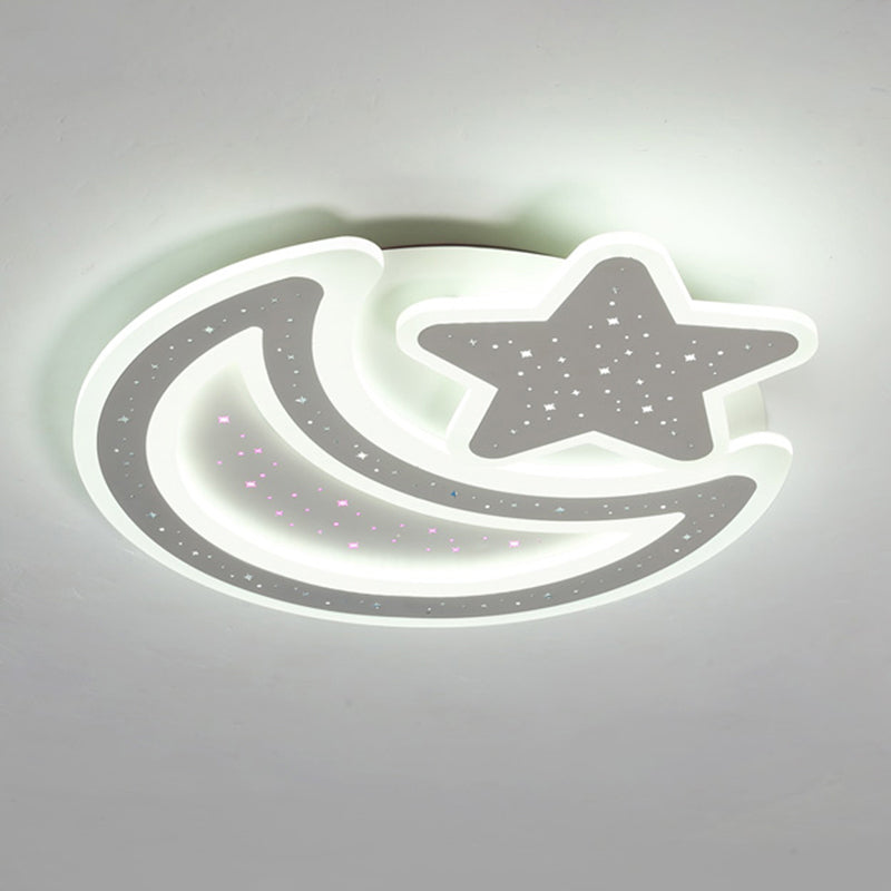Nordic LED Ceiling Lamp: Moon and Star Acrylic Flush Mount Light for Kids Room