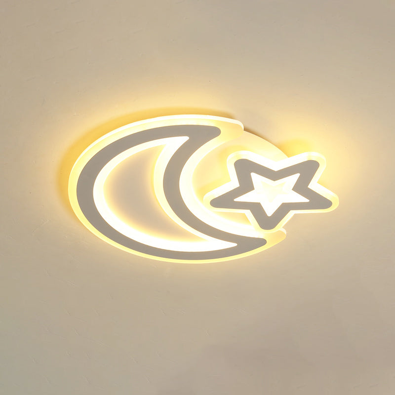 Nordic LED Ceiling Lamp: Moon and Star Acrylic Flush Mount Light for Kids Room