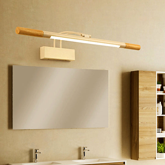 Contemporary Wooden Armed LED Vanity Light: 1-Light Black/White Wall Sconce Lamp for Bathroom (Warm/White Light)