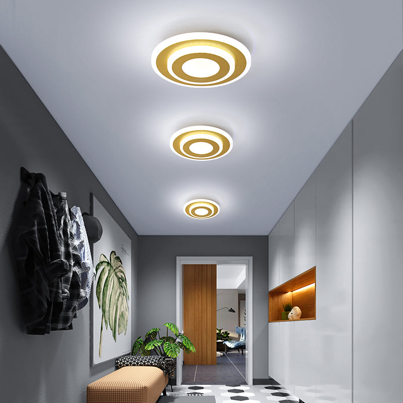 Modern LED Gold Plated Geometrical Ceiling Light for Hallway
