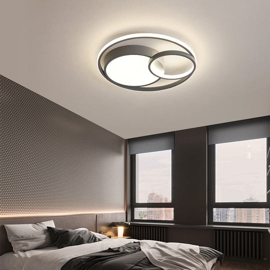 Contemporary LED Flush Mount Ceiling Lamp - Circular Acrylic Bedroom Light Fixture