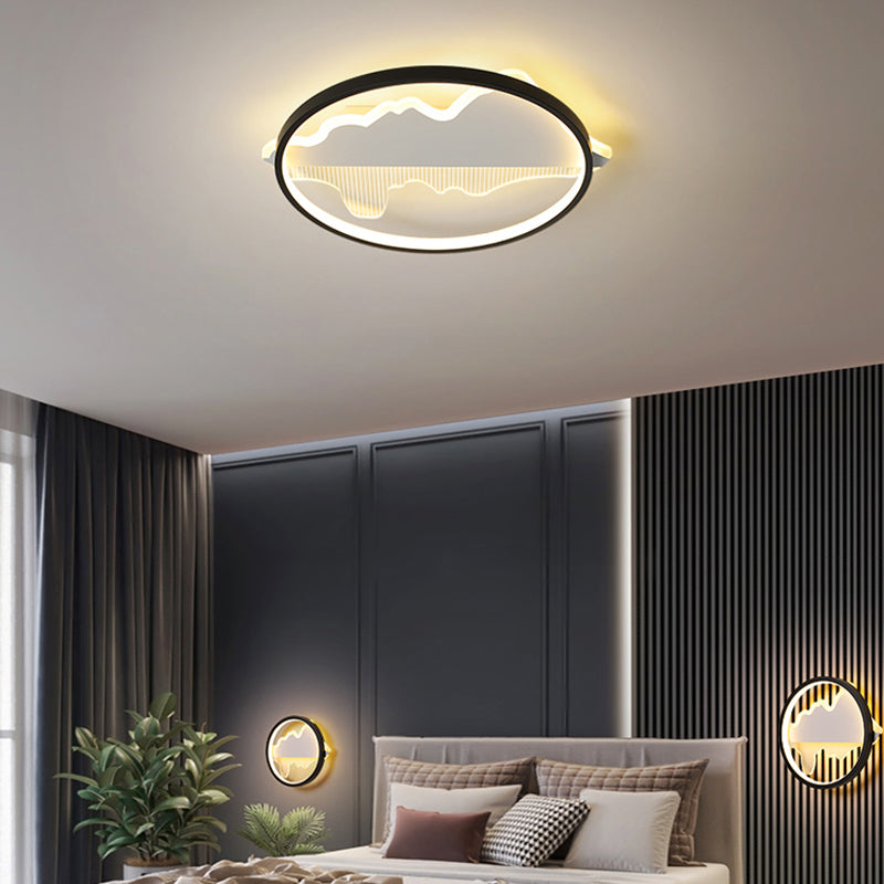 Modern Black LED Flushmount Ceiling Light for Minimalist Bedroom Décor