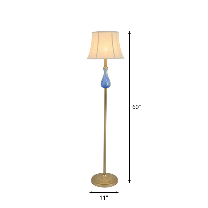 Traditional Bell Shade Fabric Standing Lamp with Foot Switch - Elegant Living Room Floor Light