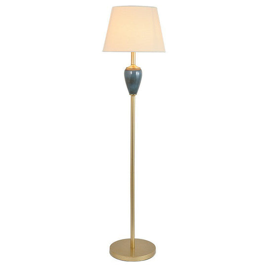 Rustic Empire Shade Floor Lamp - Single-Bulb Fabric Standing Light for Living Room