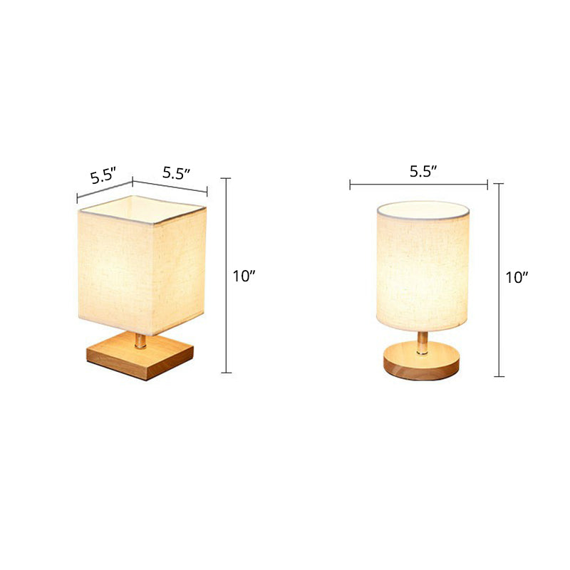Minimalistic Flaxen Wood Table Lamp - 1-Light Fabric Night Light for Bedroom