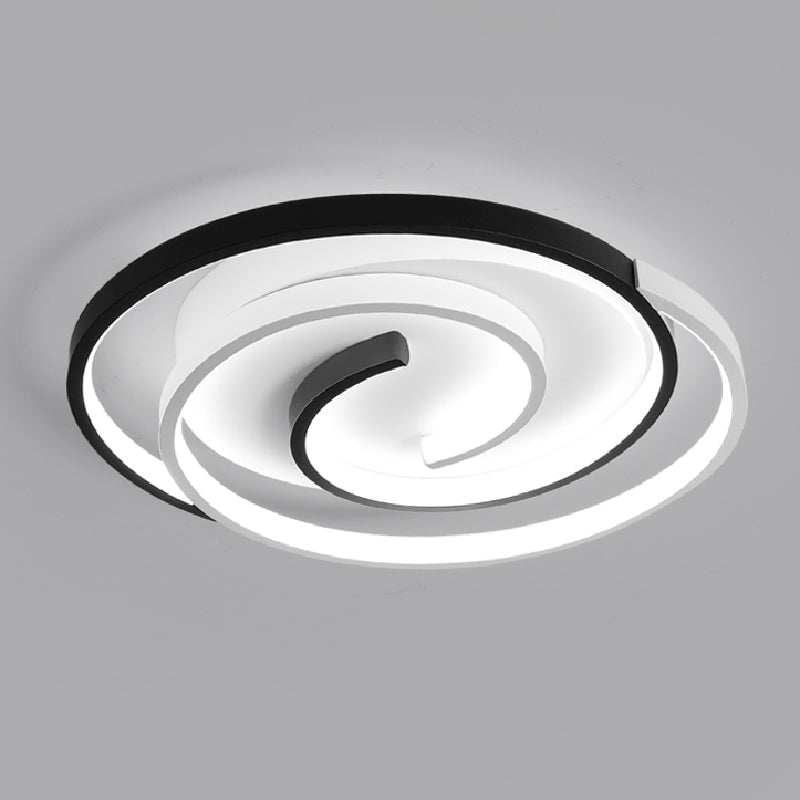 Modern Black and White Swirl LED Ceiling Light for Bedroom