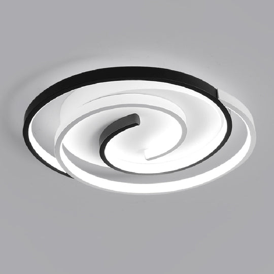 Modern Black and White Swirl LED Ceiling Light for Bedroom