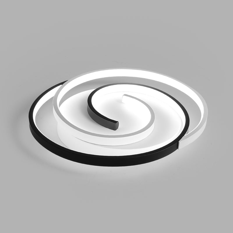 Modern Black and White Swirl LED Ceiling Light for Bedroom
