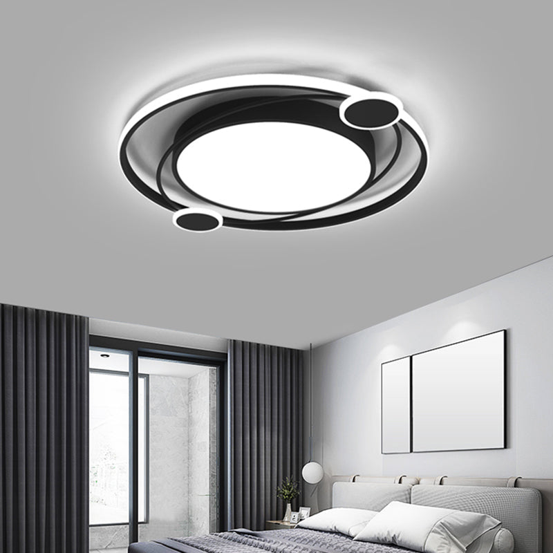 Black Acrylic LED Flush Ceiling Light for Minimalist Bedroom