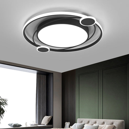 Black Acrylic LED Flush Ceiling Light for Minimalist Bedroom