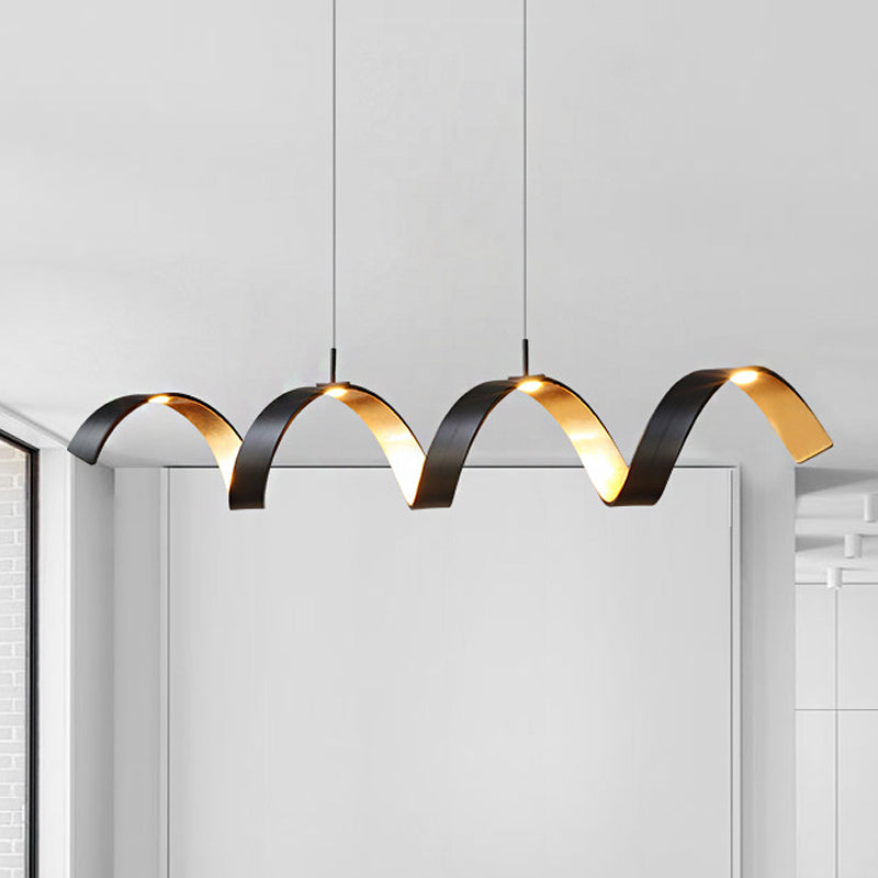 Stylish Black and Gold Twisted Ceiling Lamp – Contemporary Single-Light Acrylic Chandelier Pendant for Table